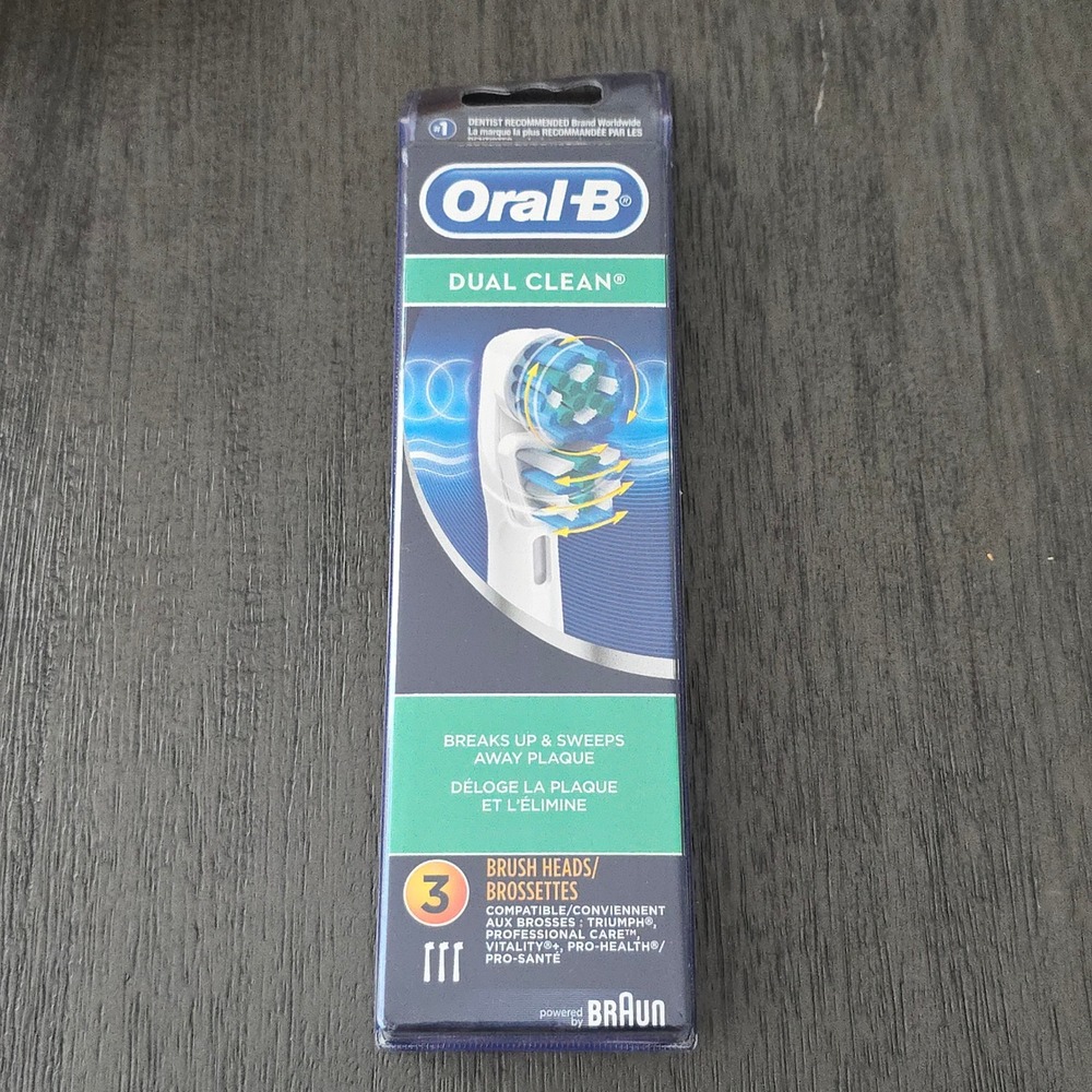 Oral-B Dual Clean Replacement Brush Heads Unisex 3 Count White EB417-3 Braun